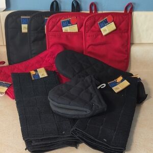 9 Piece Red and Black Kitchen Set